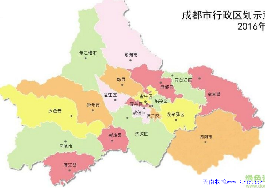 东莞到成都市物流地图